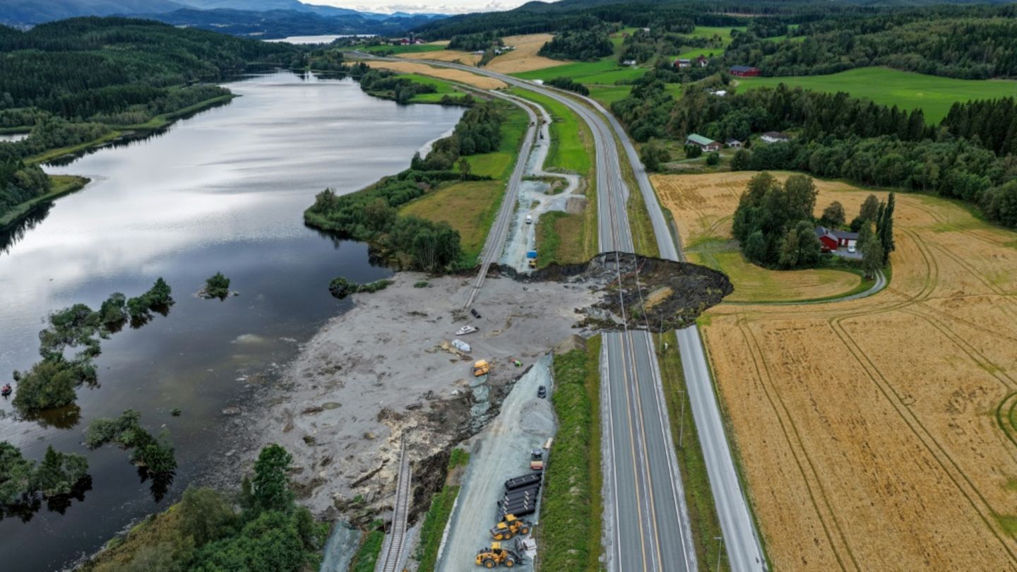 Erdrutsch in der Nähe von Levanger