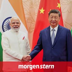 Indiens Premierminister Narendra Modi und Chinas Präsident Xi Jinping geben sich die Hand
