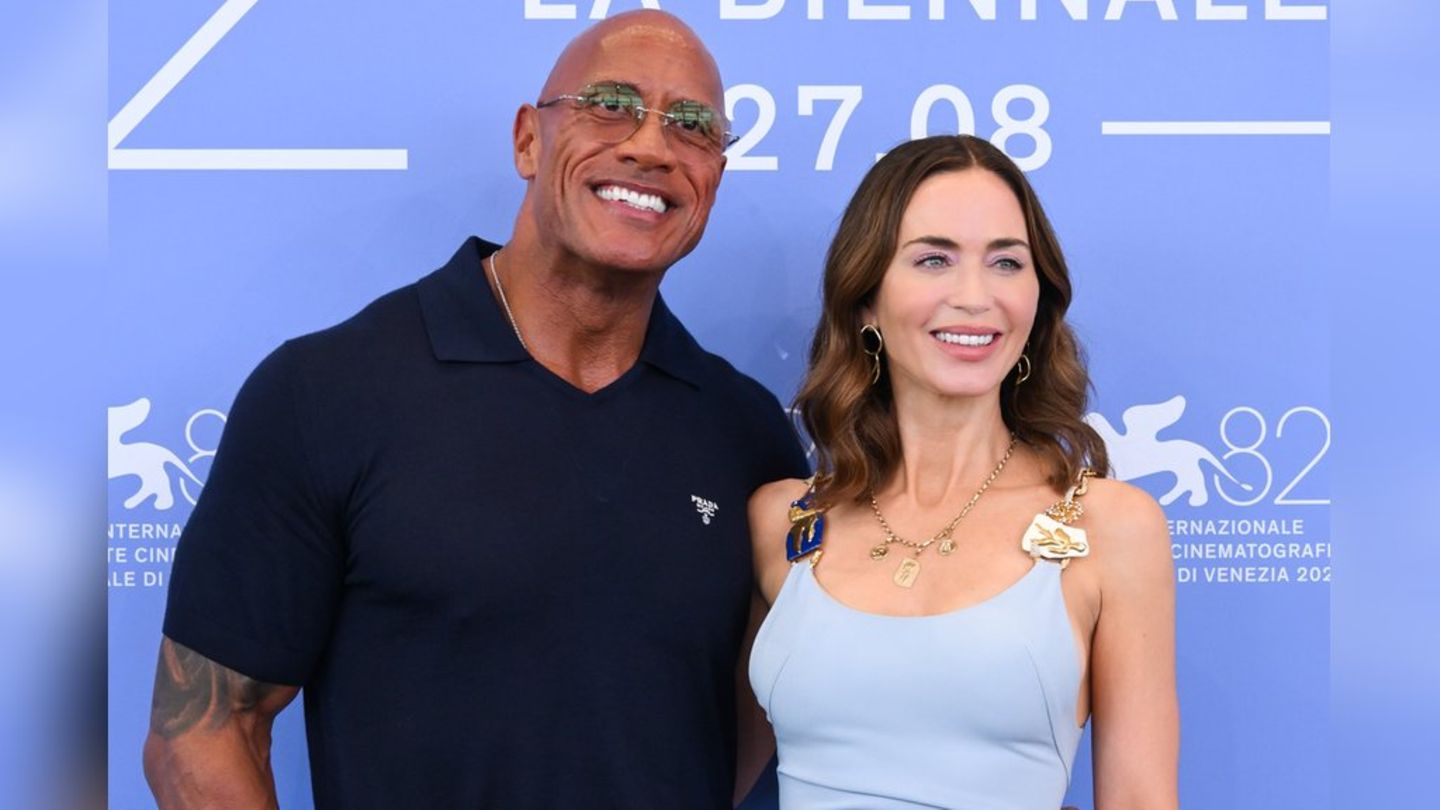 Emily Blunt and Dwayne Johnson: Radiant co-stars in Venice
