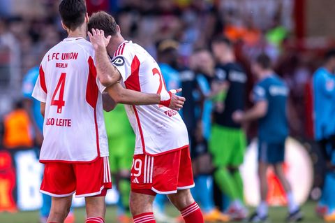 Diogo Leite (l) und Lucas Tousart werden in der aktuellen Saison nicht mehr gemeinsam im Union-Trikot auflaufen Foto: Andreas Go