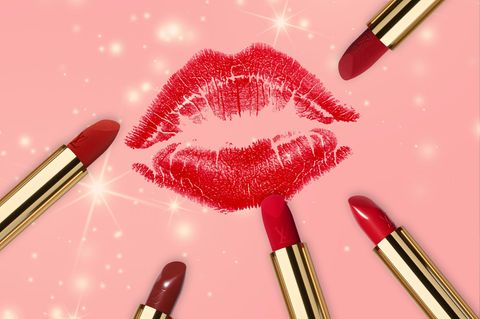 Louis Vuitton: Montage zeigt roten Kussmund und mehrere Lippenstifte