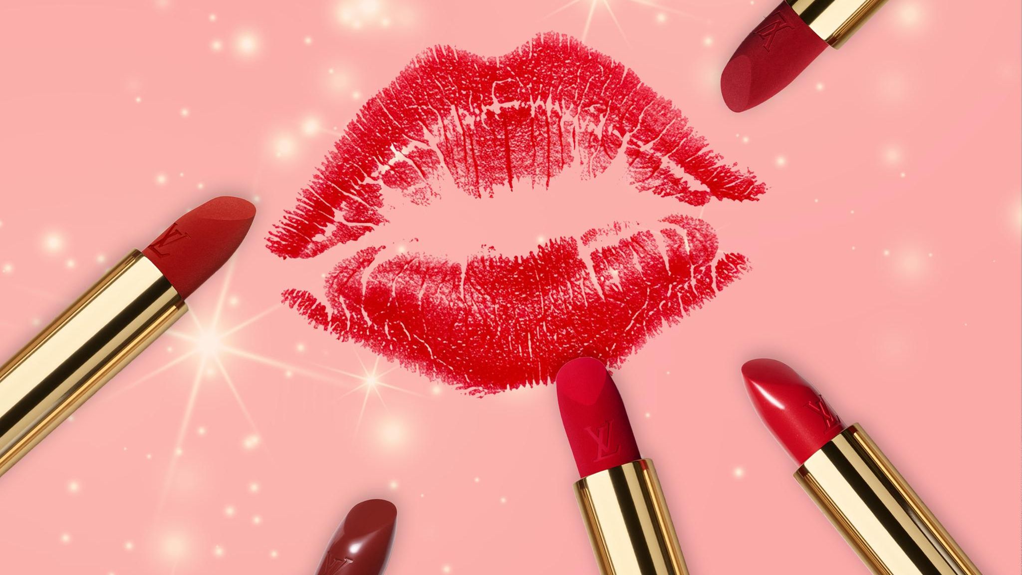 Louis Vuitton: Montage zeigt roten Kussmund und mehrere Lippenstifte