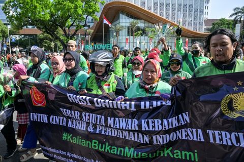 Protestierende in Jakarta