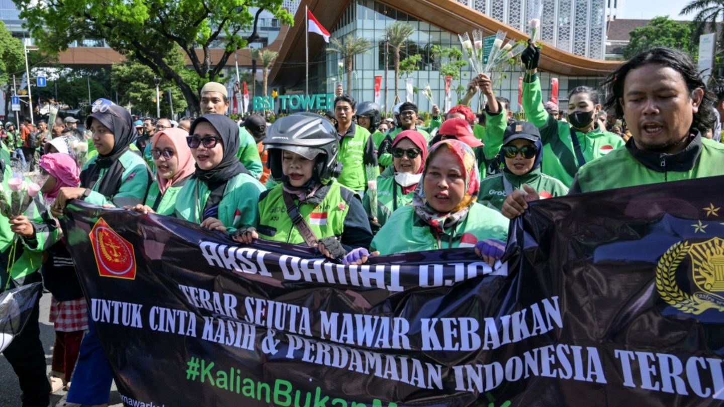 Protestierende in Jakarta