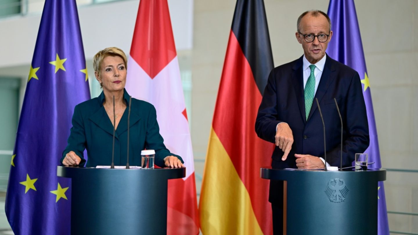 Merz mit der schweizerischen Präsidentin Keller-Sutter