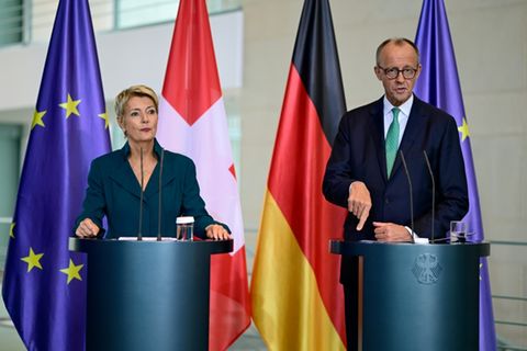 Merz mit der schweizerischen Präsidentin Keller-Sutter