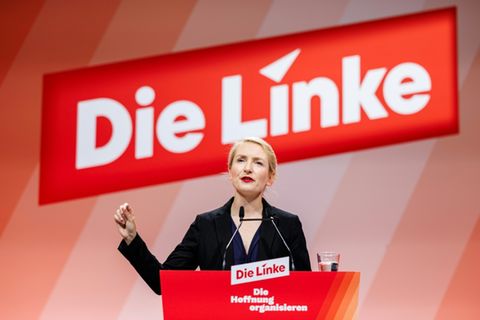 Linken-Chefin Ines Schwerdtner im Mai