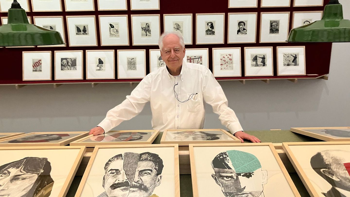 William Kentridge präsentiert Kunstwerke für eine große Ausstellung im Museum Folkwang. Foto: Rolf Schraa/dpa