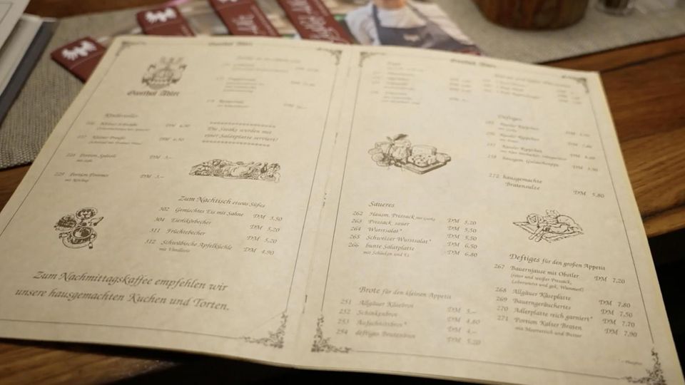 Speisekarte aus 1994