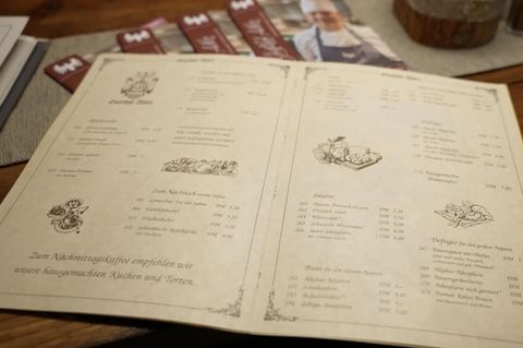 Speisekarte aus 1994