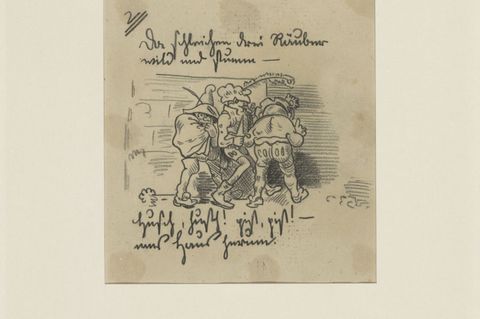 Die Zeichnung von Wilhelm Busch "Die drei Räuber". (Handout) Foto: Antje Penz/ Staatliche Museen zu Berlin, Kupferstichkabinett