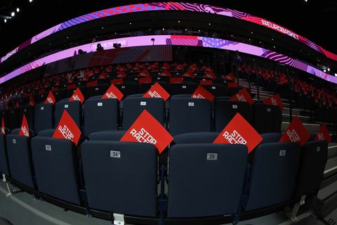 Aktionen des Weltverbandes Fiba bei der Basketball-EM. Foto: Matthias Stickel/dpa