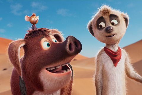Pinsel, Mkonga und Tafiti in einer Szene aus dem Film "Tafiti - Ab durch die Wüste". (undatierte Filmszene) Foto: -/Little Dream