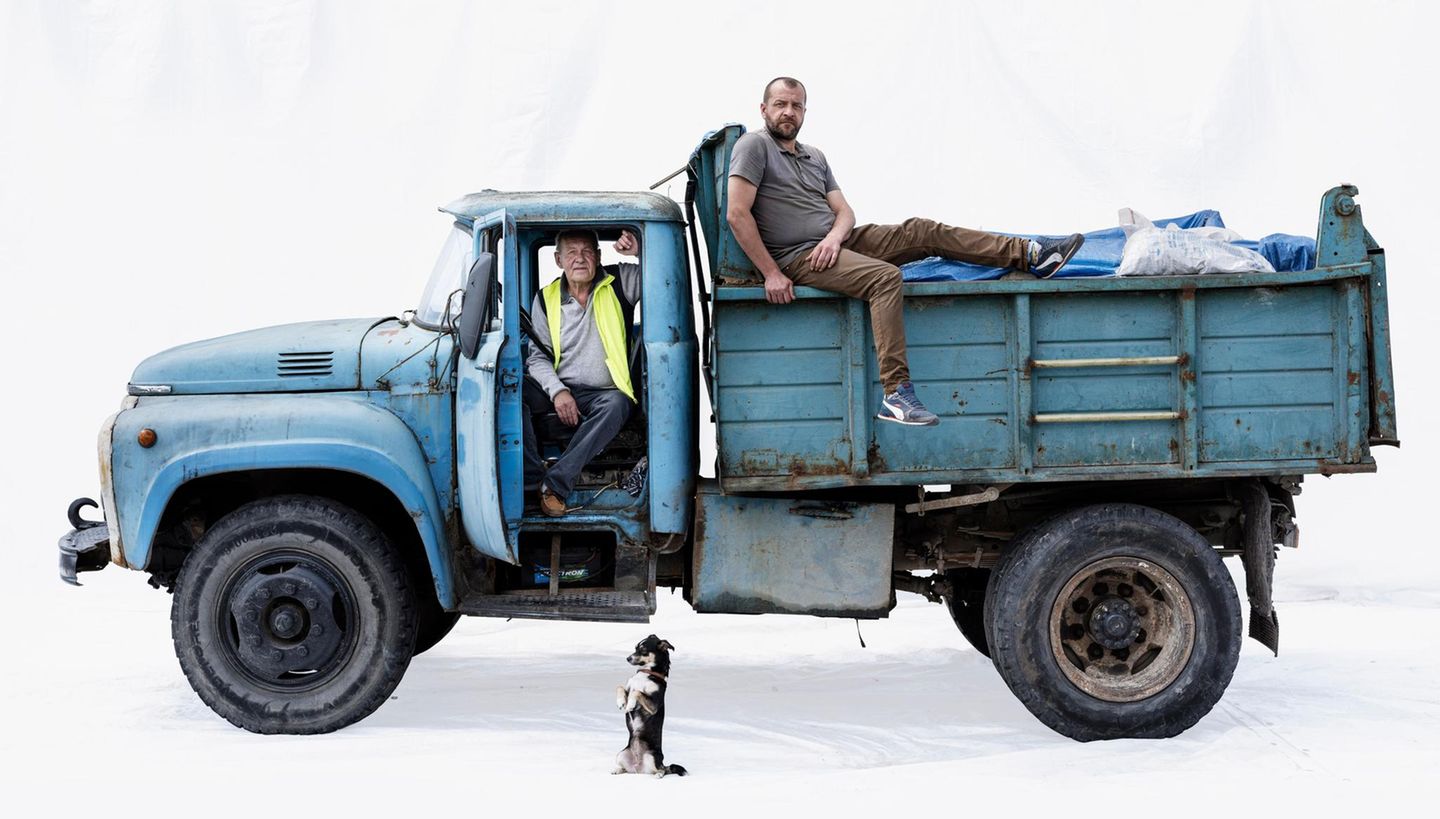 Lkw mit Fahrer und Hund