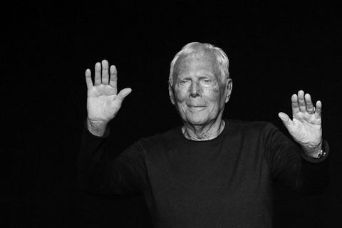 Giorgio Armani bei einer seiner letzten Modenschauen.