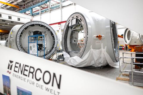 Enercon ist einer der größten deutschen Windkraftanlagenhersteller mit Sitz in Ostfriesland. (Archivbild) Foto: Sina Schuldt/dpa