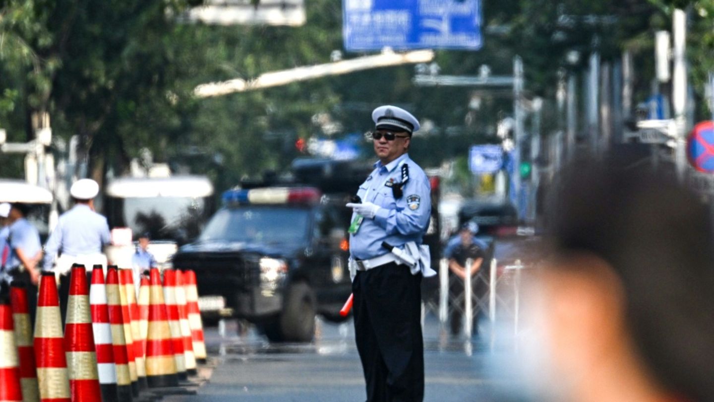 Straßenabsperrung in Peking