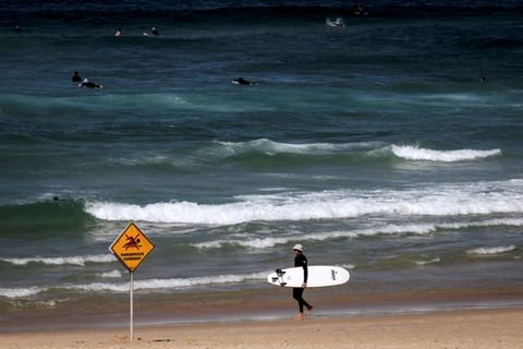 Surfer am Bondi Beach in Sydney am Sonntag