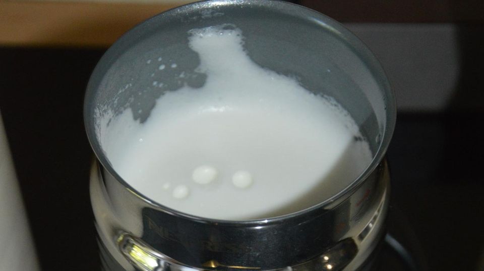 Milchschaum im Nespresso Milchaufschäumer Milchschaum im Nespresso Milchaufschäumer