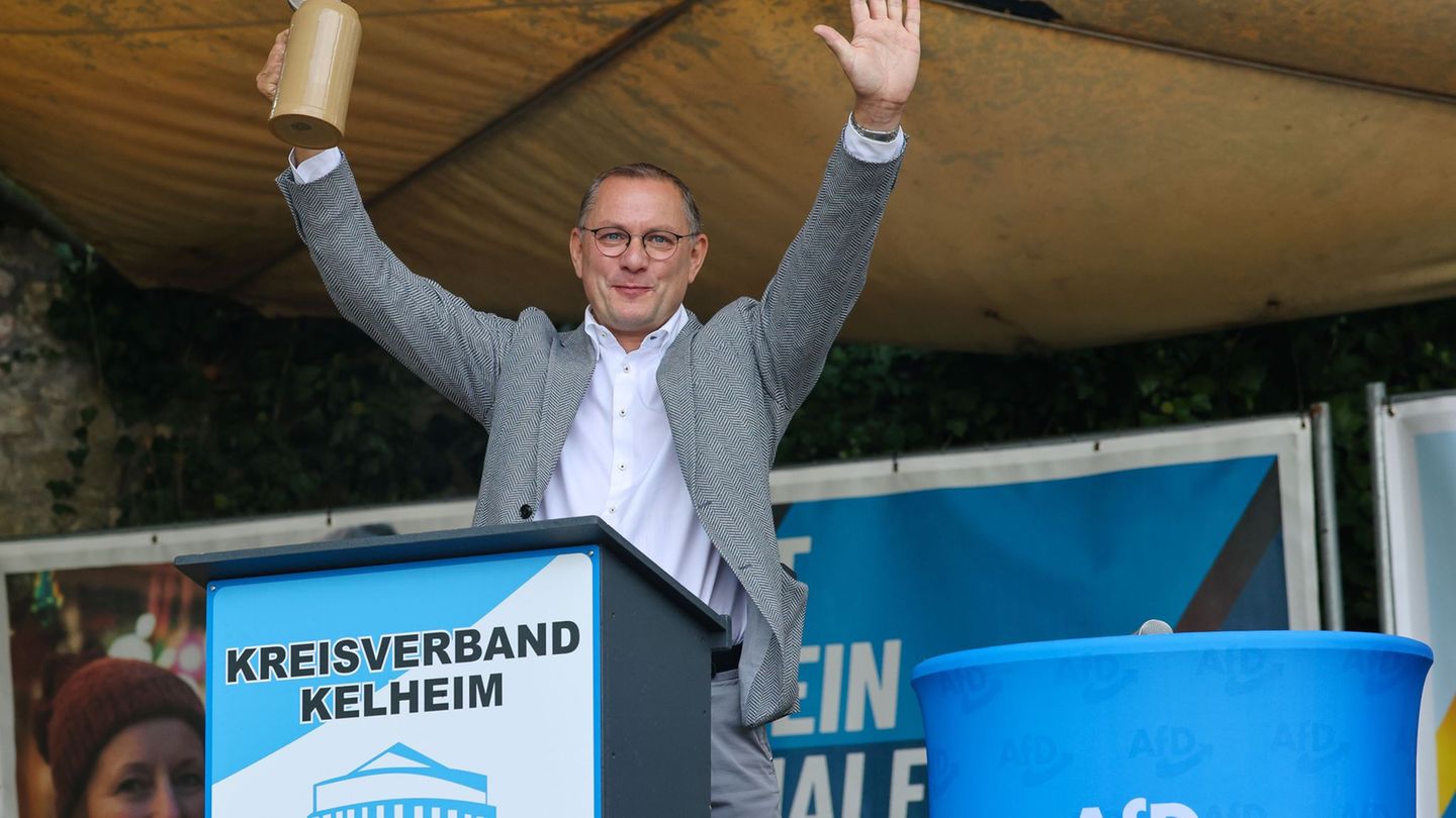 Der AfD-Chef sieht seine Partei auf dem Weg zur Macht. Foto: Daniel Löb/dpa