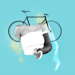 Illustration: beim Sport bricht sich die Frau leicht die Knochen