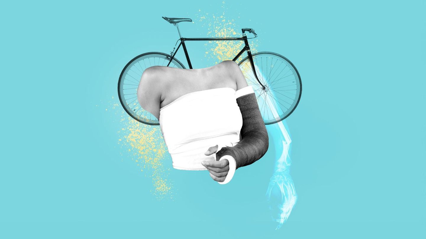 Illustration: beim Sport bricht sich die Frau leicht die Knochen