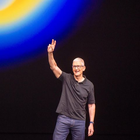 Apple boss Tim Cook on stage at Steve Jobs Theater in Cupertino/California