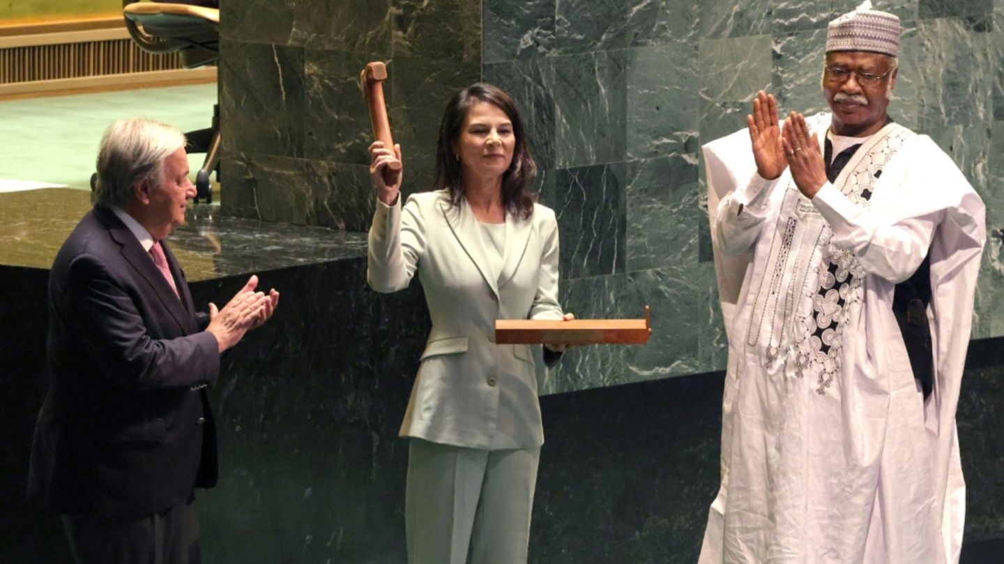 Annalena Baerbock bei ihrem Amtsantritt in New York