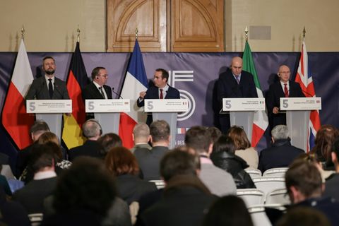 Die E5-Verteidigungsminister im März in Paris
