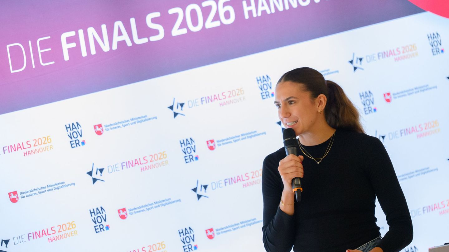 Olympiasiegerin Marie Reichert bei einer Pressekonferenz zu den Finals 2026 in Hannover. Foto: Shireen Broszies/dpa