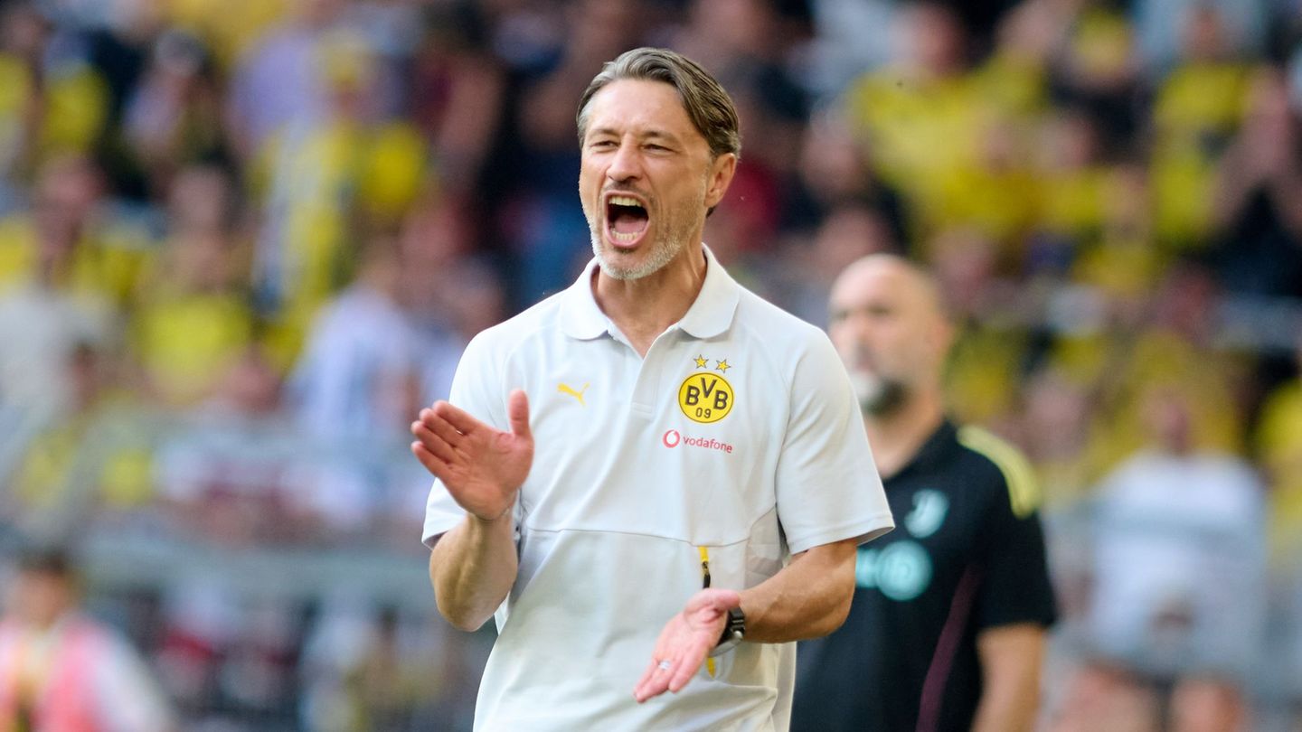 BVB-Coach Kovac treibt seine Spieler an Foto: Bernd Thissen/dpa
