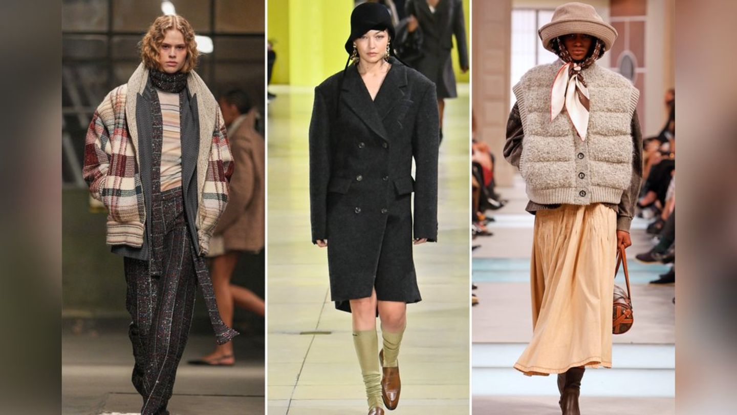 Altmodische Eleganz mit einem Hauch von High Fashion präsentierten Gigi Hadid (Mitte) und andere Models bei den Modenschauen f