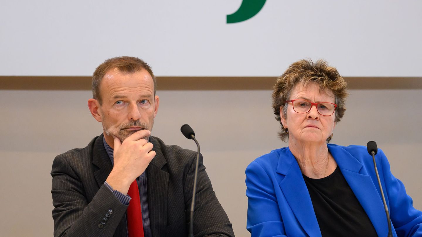 Die bisherige Doppelspitze des BSW Sachsen: Jörg Scheibe und Sabine Zimmermann. (Archivbild) Foto: Robert Michael/dpa