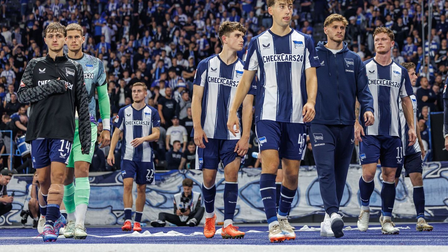 Die Hertha-Spieler sind nach den Enttäuschungen zum Saisonstart gefordert. Foto: Andreas Gora/dpa