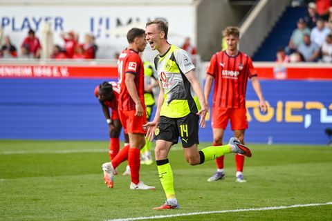 Maximilian Beier traf für Dortmund im Spiel beim 1. FC Heidenheim Foto: Harry Langer/dpa