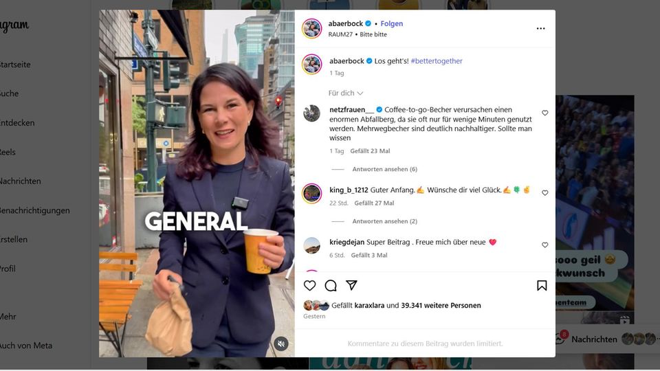 Annalena Baerbock Instagram Screenshot Kommentare
