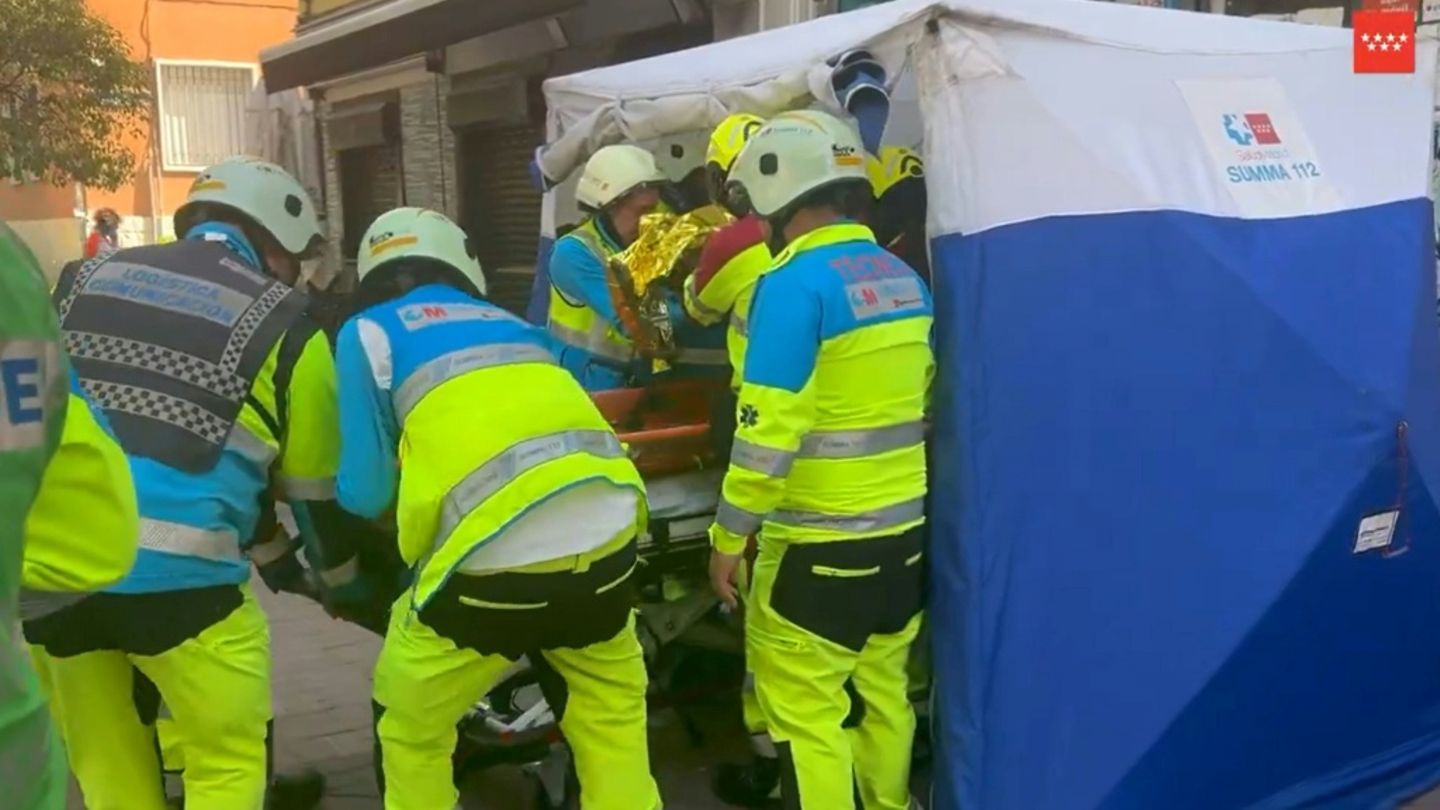 Rettungskräfte am Explosionsort in Madrid