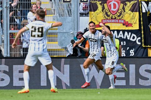 Traf gegen Dresden doppelt: Elversbergs Younes Ebnoutalib. Foto: Uwe Anspach/dpa
