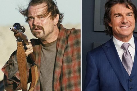 Makelloser Actionheld neben Revoluzzer im Bademantel: Leonardo DiCaprio in "One Battle After Another" und Tom Cruise.
