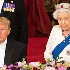 Trump war 2019 das erste Mal zum Staatsbesuch in Großbritannien und traf die Queen (Archivbild). Foto: Dominic Lipinski/PA Wire/