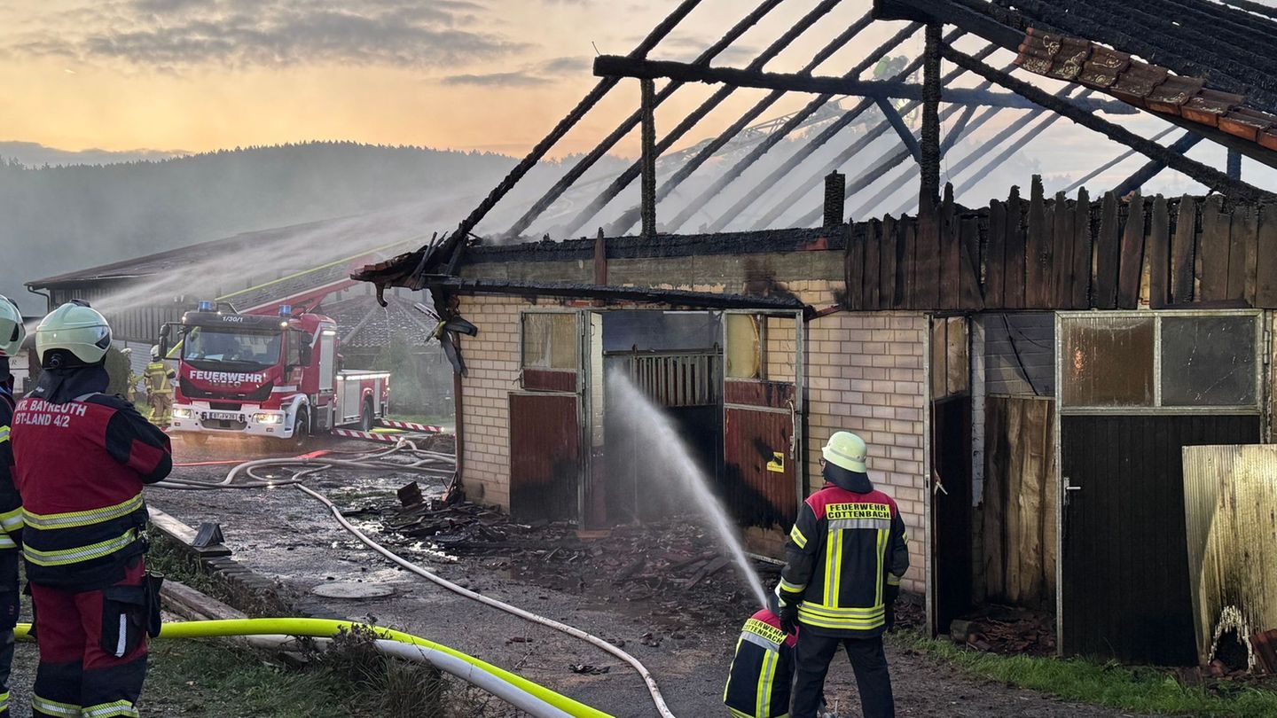 Stundenlang waren die Feuerwehrleute im Einsatz, um den Brand zu löschen. Foto: Stephan Fricke/News5/dpa