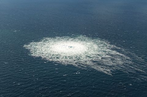 Das Nord-Stream-2-Gasleck in der Nähe von Bornholm aus der Luft (Archivfoto)