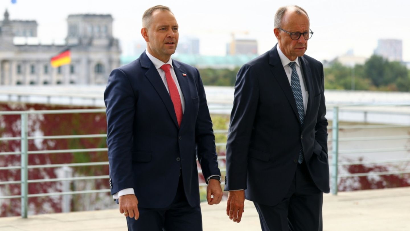 Merz (l.) und Nawrocki im Kanzerlamt