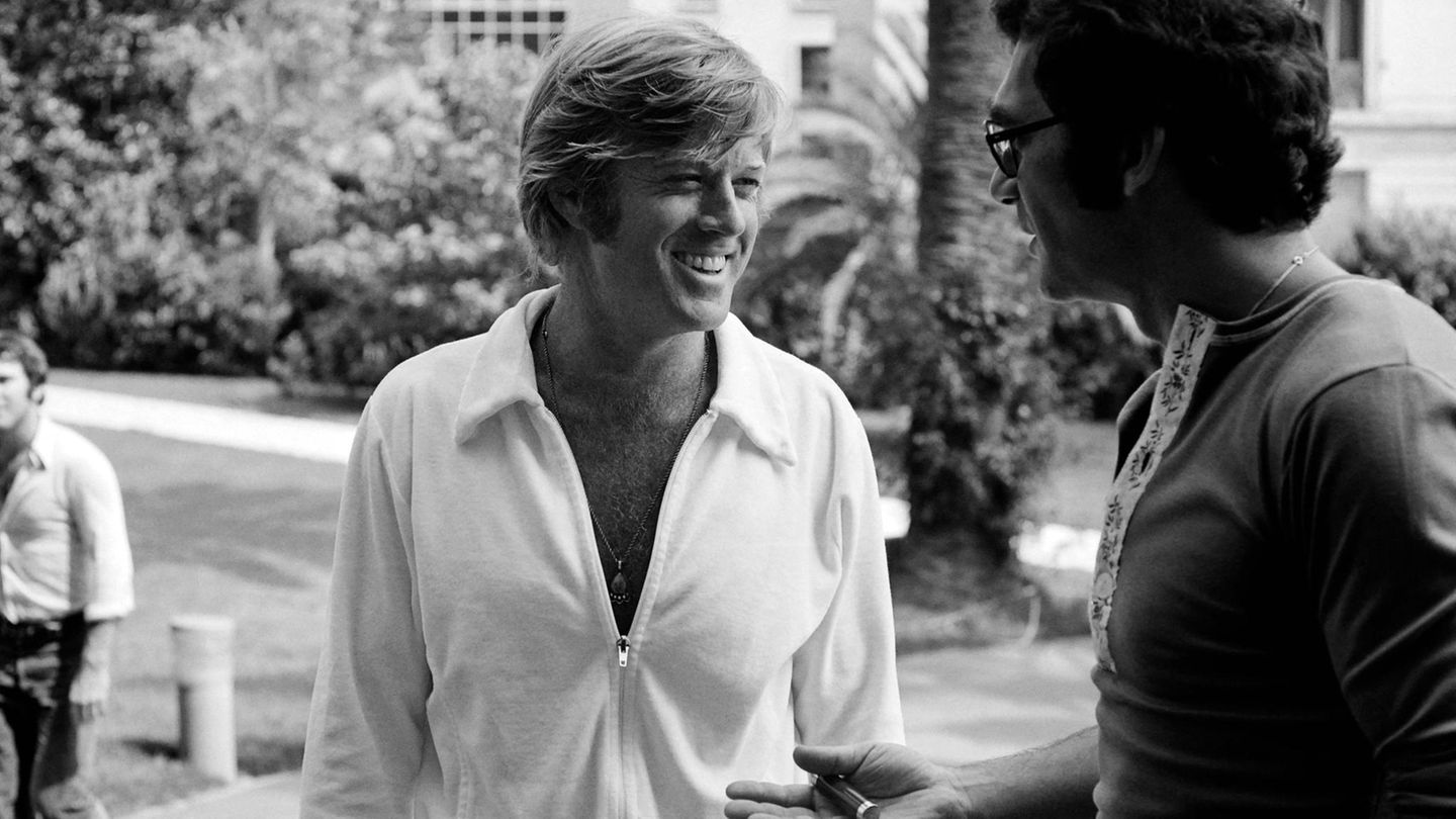 Robert Redford im Mai 1972 mit Regisseur Sydney Pollack