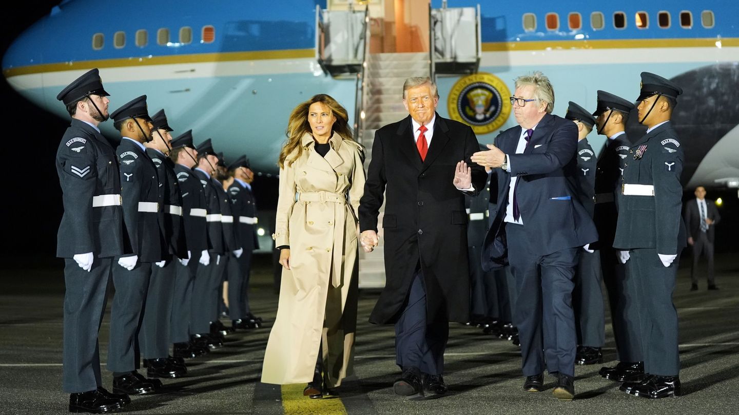 Donald Trump ist zum Staatsbesuch in Großbritannien eingetroffen. Foto: Evan Vucci/AP/dpa