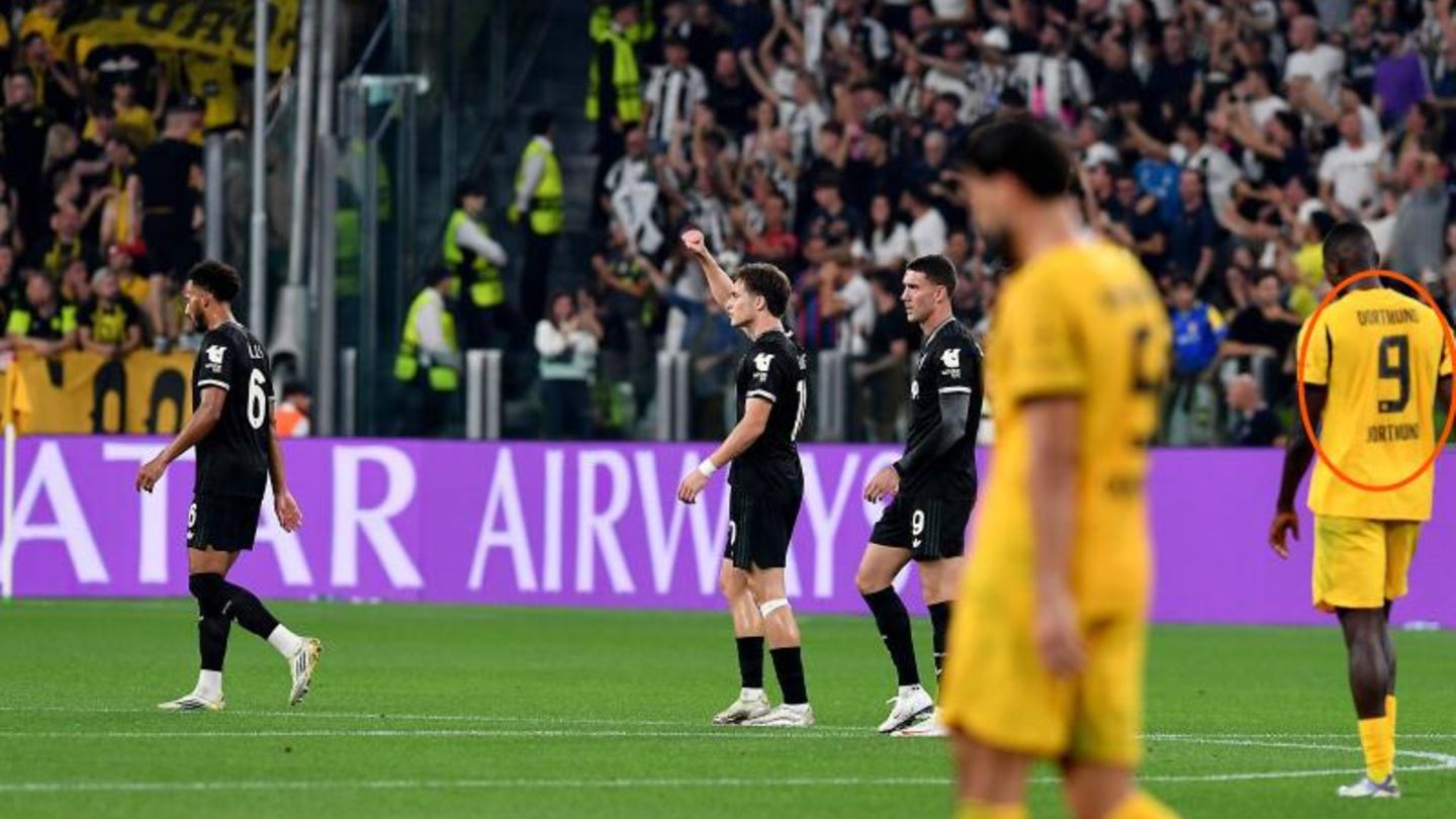 Guirassys Trikot (rotes Oval) gab im Spiel des BVB gegen Juventus Turin Rätsel auf