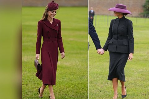 Prinzessin Kate (li.) und Melania Trump erschienen in ähnlichen Silhouetten.