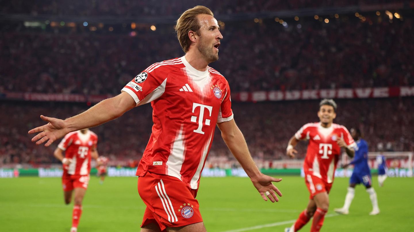 Harry Kane vom FC Bayern bejubelt eines seiner Tore
