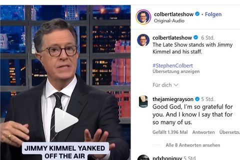 Stephen Colbert in einem Clip auf Instagram, er äußert sich zu Jimmy Kimmel