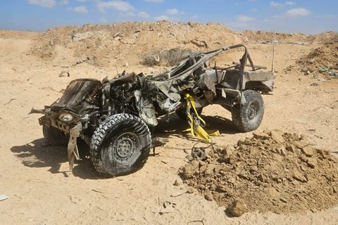 Der Humvee der israelischen Armee wurde durch den Sprengsatz total zerstört